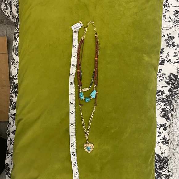 Free People Turquoise and Gold Heart Necklace - Picture 4 of 7